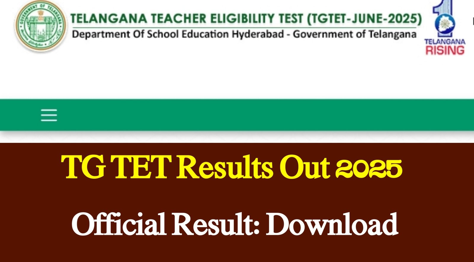 TG TET Results Out 2025
