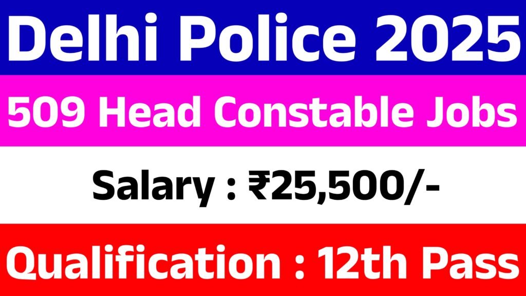 Delhi Police 509 Vacancies Out 2025