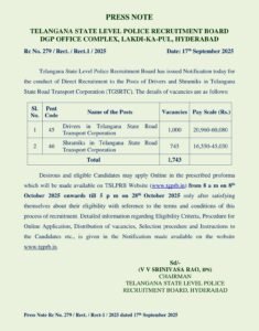 TGSRTC Notification 2025