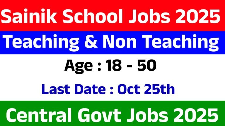 Sainik School Vacancy Out 2025