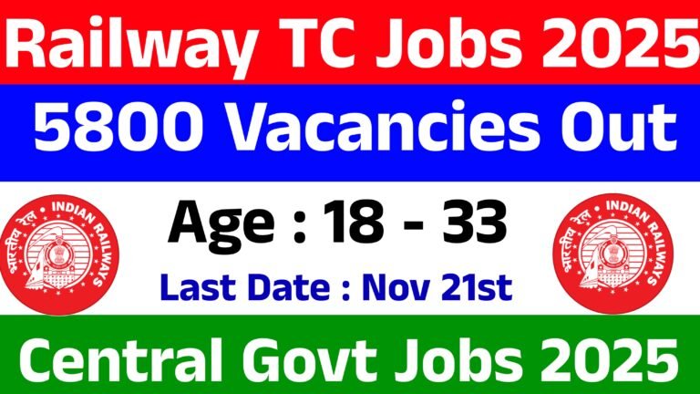 Railway NTPC 5800 Vacancy Out 2025