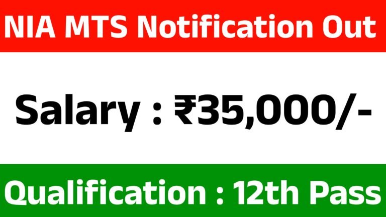 NIA MTS Jobs Recruitment Out 2025