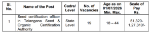 TGPSC Seed Certification Officer Recruitment 2026