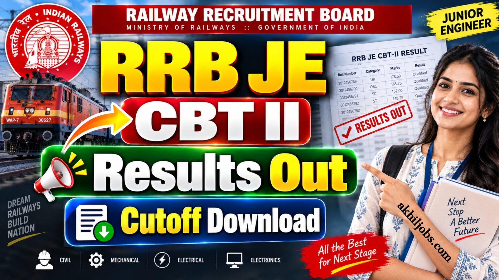 RRB Junior Engineer JE CBT II Results Out