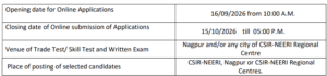 CSIR NEERI Recruitment 2026